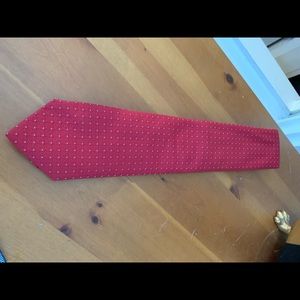 Thomas Pink Silk Tie  Red with Sky Blue Dots
